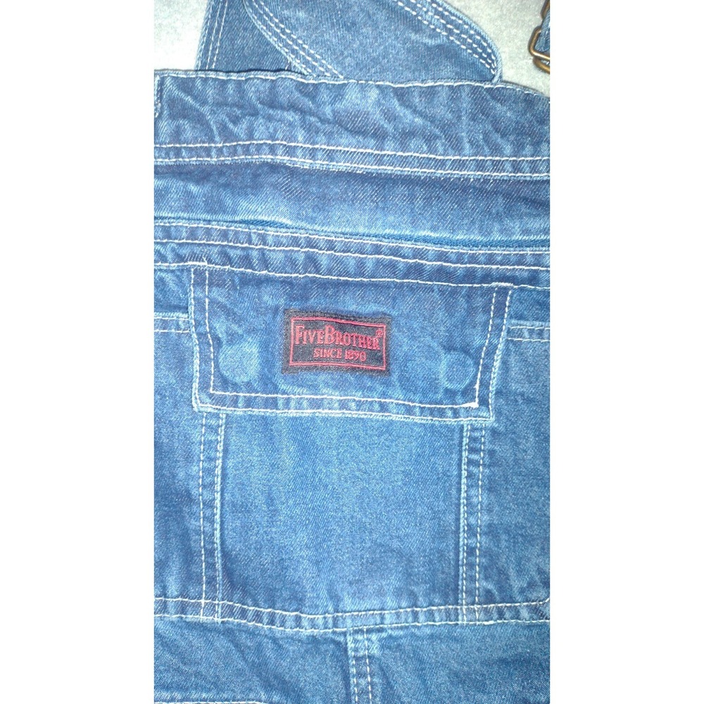 Five Brother Bib Overalls Mens 38X34 Denim Bib Overalls Carpenter - Picture 2 of 7